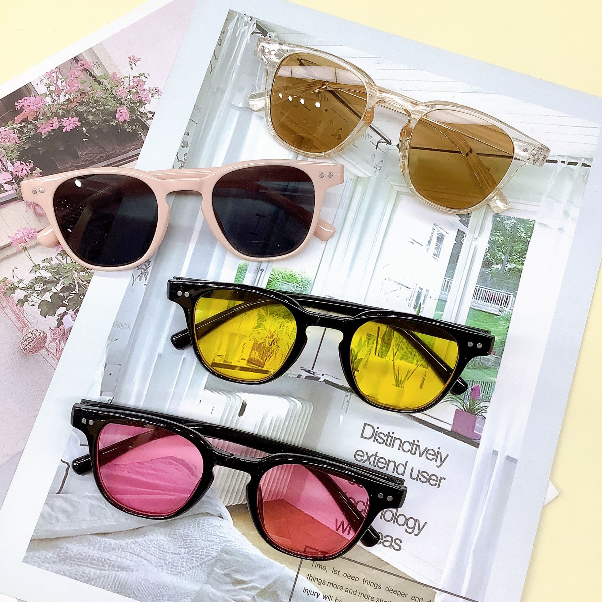 Retro PC Frame Kids Sunglasses Korean Style Ins Wind Net Red Same Style Kids' Sunglasses Travel Sunglasses