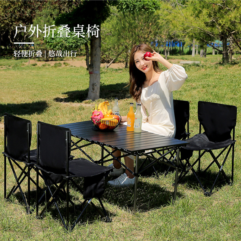 Folding Table and Chair Outdoor Portable Folding Chair Barbecue Camping Table Stall Folding Square Table Egg Roll Table Folding Stool Chair