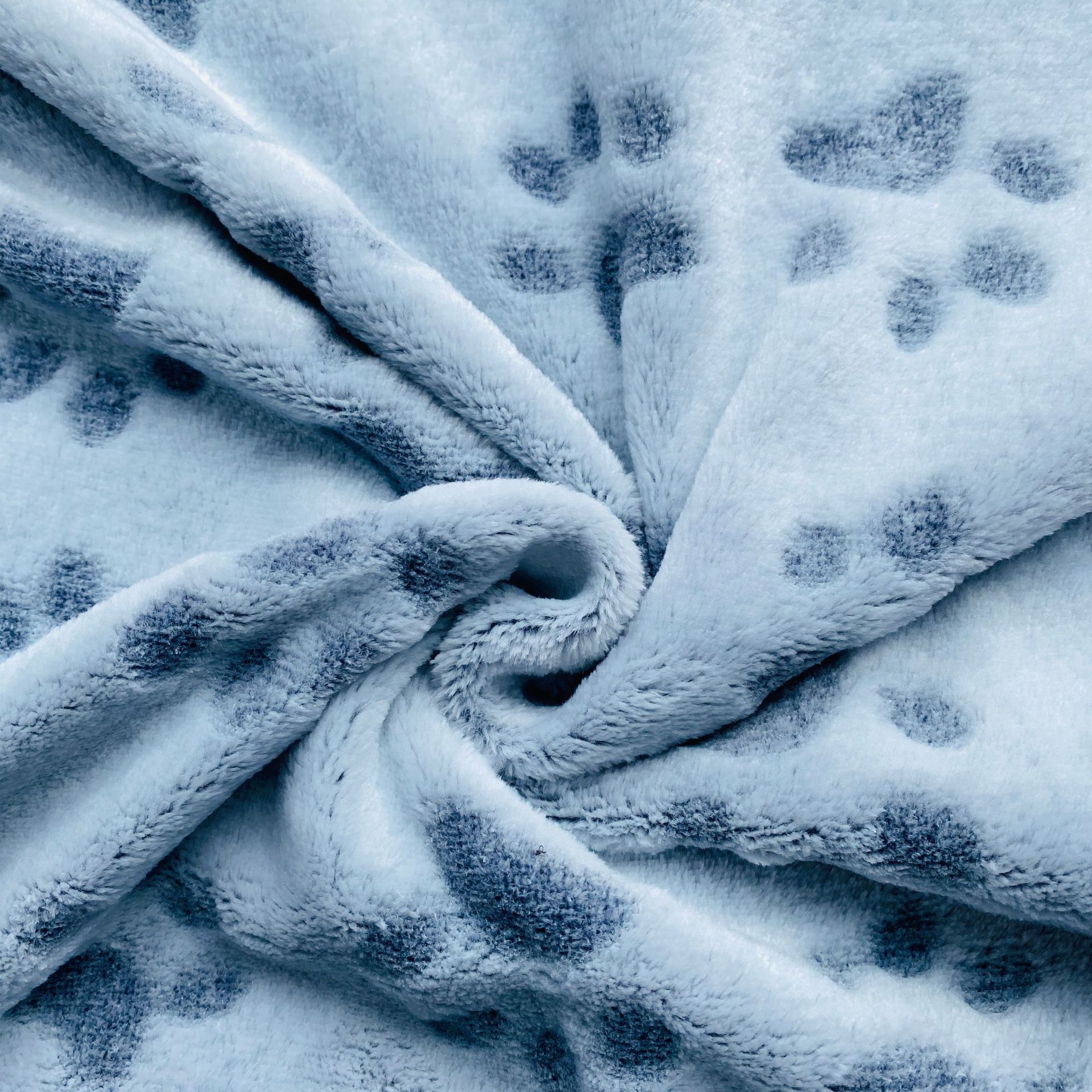 双面涤纶绒布 法兰绒狗爪印花面料 毛毯童装浴袍睡衣布料批发