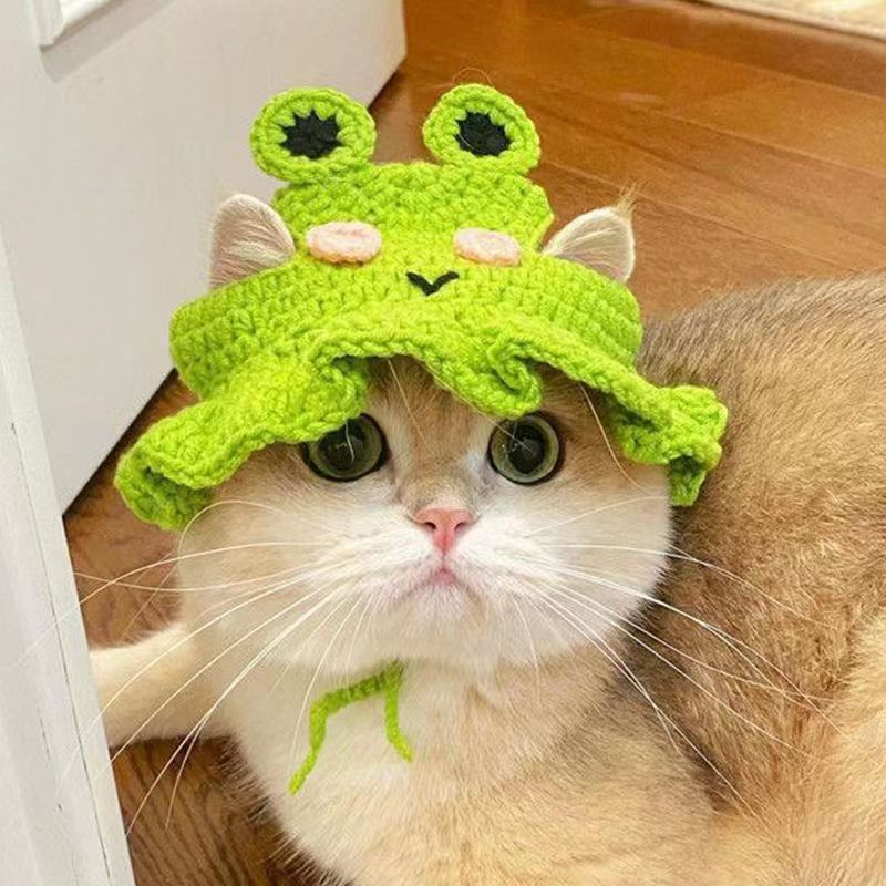 Cross-Border Amazon Handmade Wool Woven Pet Headgear Dog Small Dog Funny Cute Crossdressing Cat Hat