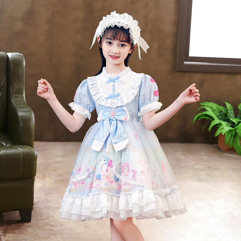 洛丽塔公主裙女童夏连衣裙2022新款洋气小女孩夏装儿童裙子夏季女