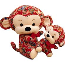 猴年吉祥物公仔毛绒玩具花布猴子玩偶布娃娃新年礼物公司年会礼品
