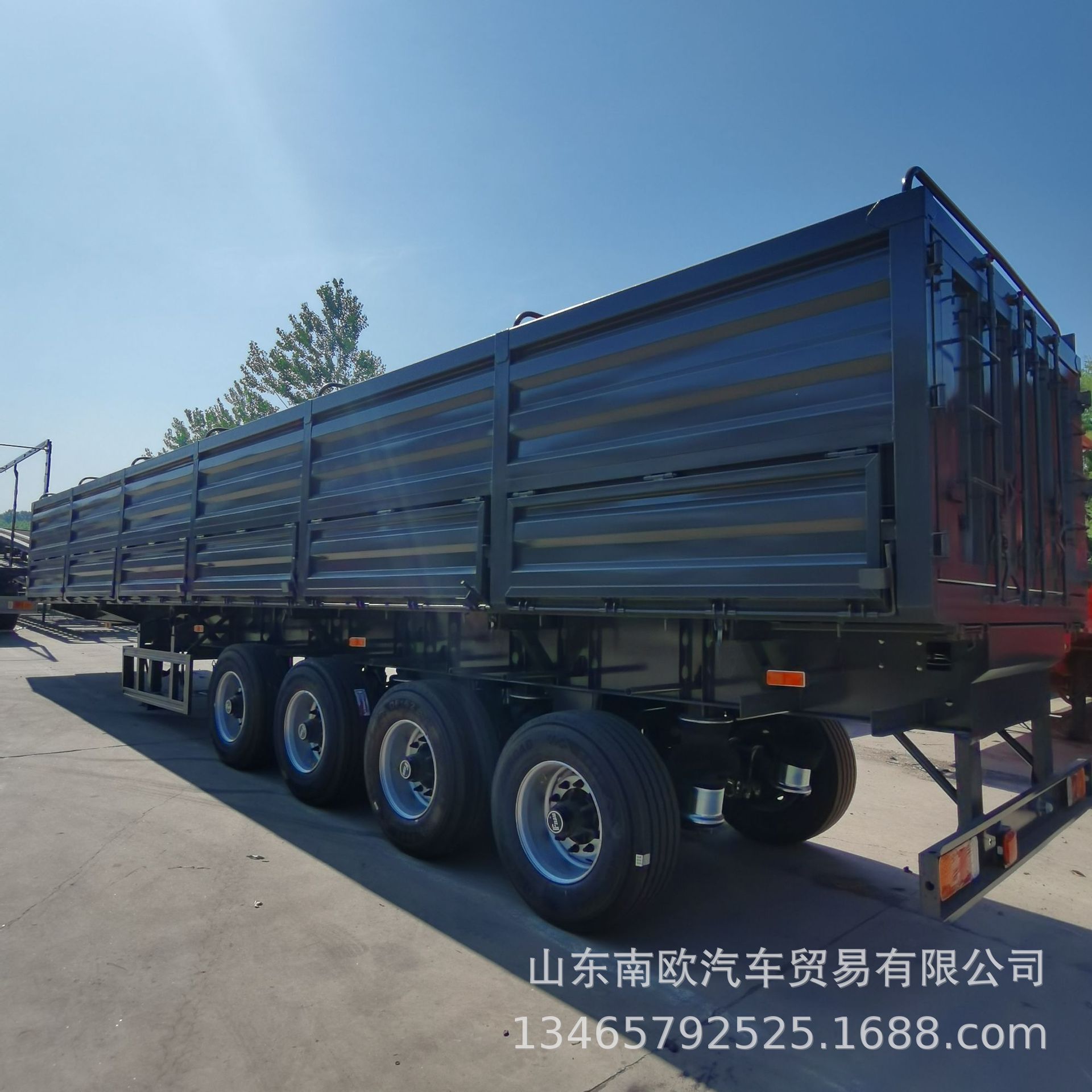 出口后翻自卸运输集装箱 罐式后翻自卸半挂车 砂石运输自卸车