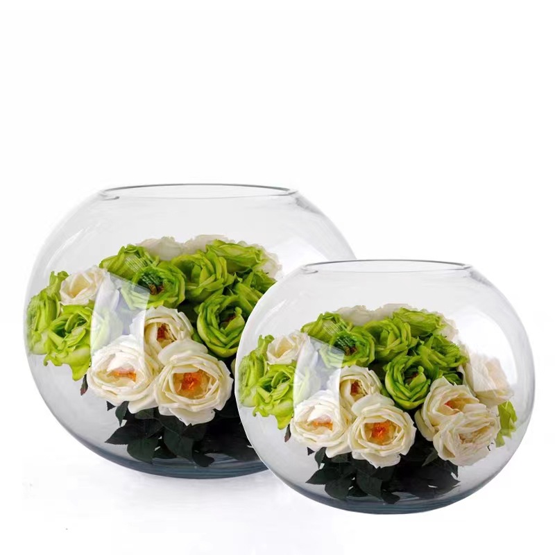 Transparent Glass Fish Tank Creative Office Desk Turtle Jar Ecological Pot Mini Desktop Large Aquarium round Aromatherapy Candlestick