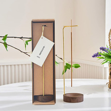 木质香烛架可拆卸黄铜香烛支架木制插香底座适用家居装饰瑜伽Spa
