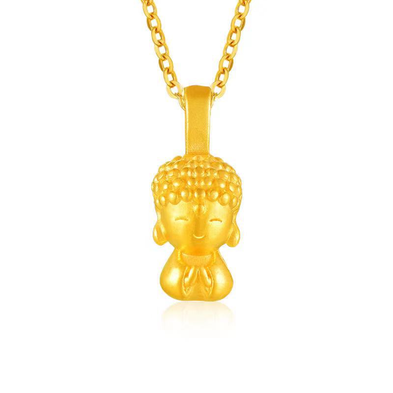 999足金黄金小萌佛吊坠3d硬金小萌佛坠金店礼品直播供货一件代发