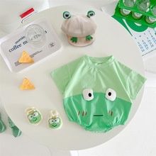 0-2岁婴幼儿衣服 夏款婴幼儿三角包屁衣爬服 青蛙大眼睛造型哈衣