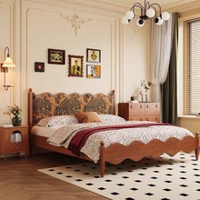 中古风实木床1.5米法式复古单人床主卧1.8米双人床轻奢软包婚床