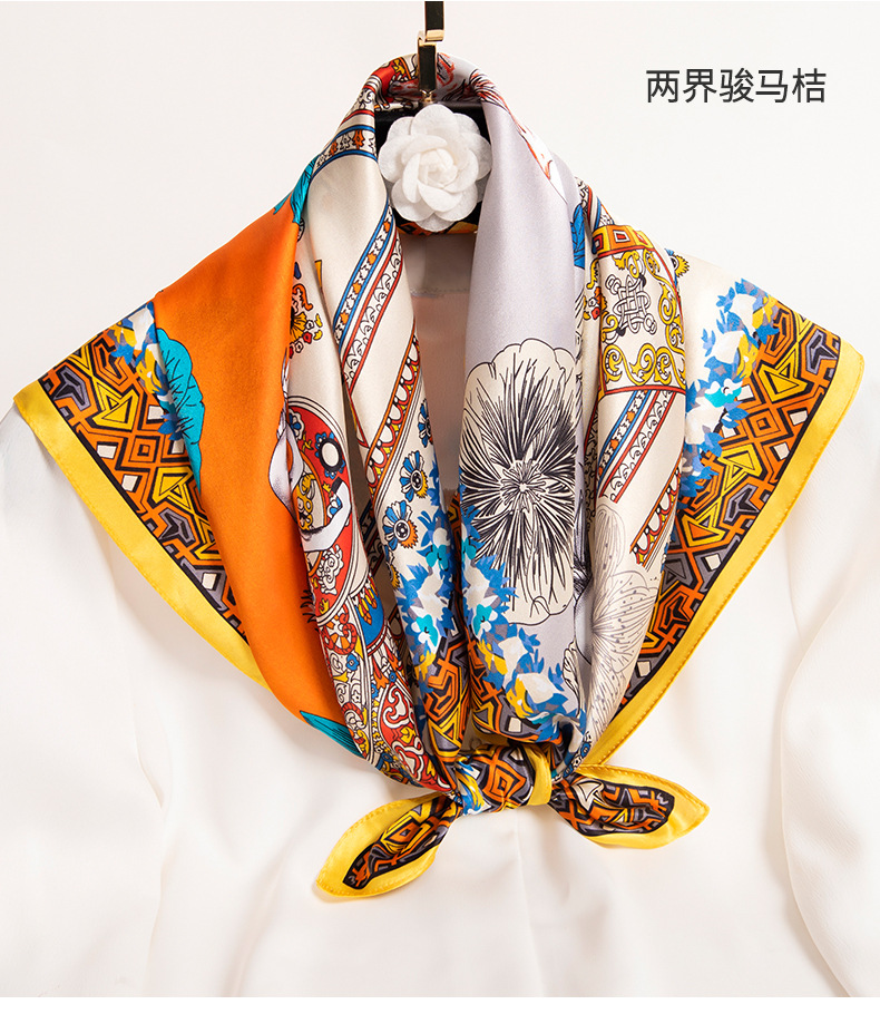 杭州丝绸丝巾小方巾女春秋夏季真丝围巾100桑蚕丝小领巾搭配衬衫