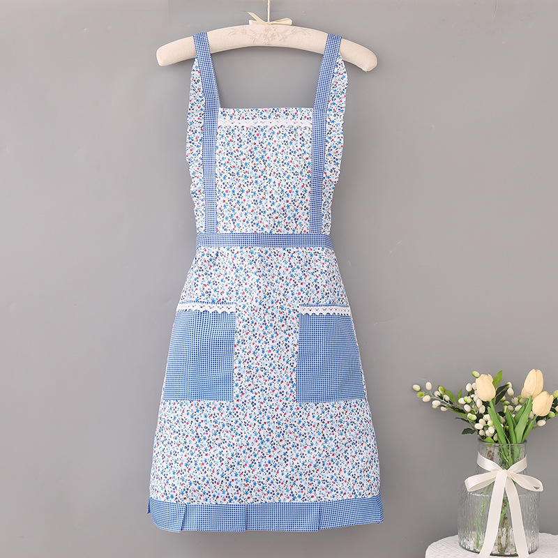 Apron Manufacturer Korean Style Household Adult Kitchen Waterproof Apron Double Layer Princess Thickened Apron Customized Printing Advertising Apron