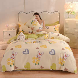 新款A版高支高密生态磨毛四件套 印花四件套床上用品礼品三件套