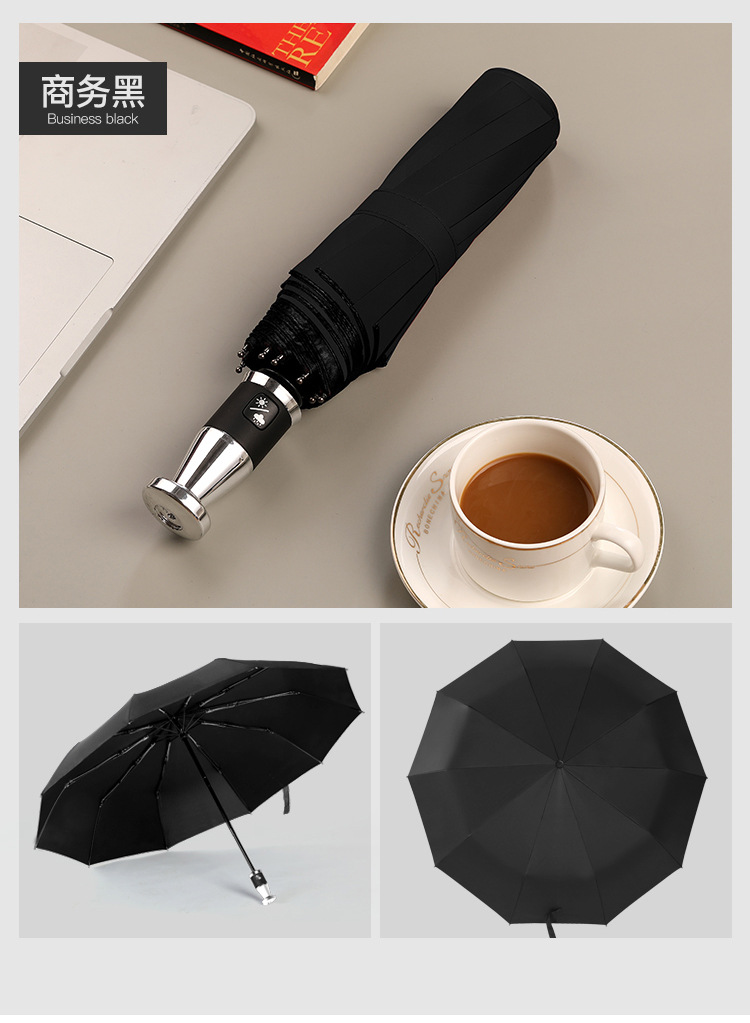 雨伞三折自动劳斯莱斯防紫外线太阳伞折叠黑胶遮阳晴雨两用伞定制