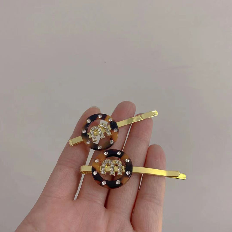 法式复古树脂玳瑁色字母发夹闪钻蝴蝶结刘海边夹时尚网红夹子头饰