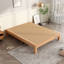 K*可订全榉木实木床榻榻米床简约现代无床头床架1米8双人无靠背矮