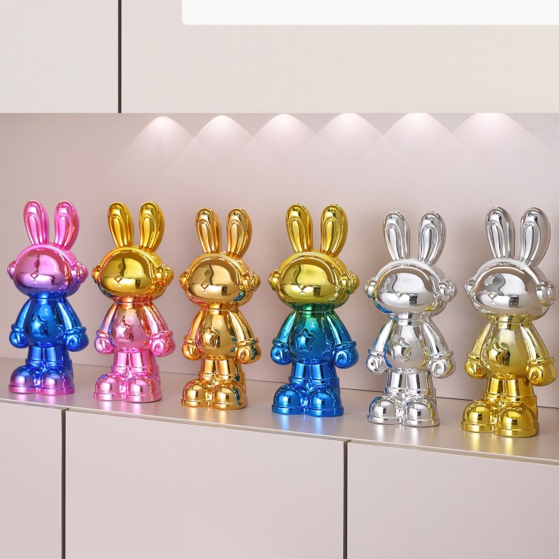 电镀酷乐兔盲盒公仔 创意新潮玩十二生肖酷酷兔摆件 树脂礼品批发