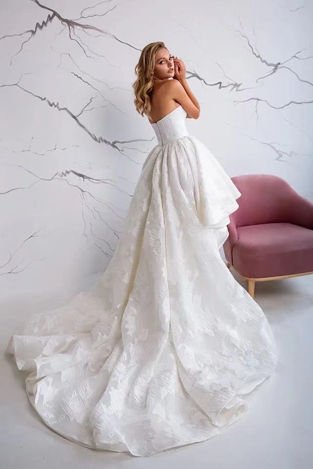 婚纱礼服2021新款抹胸前短后长拖尾婚纱第16款