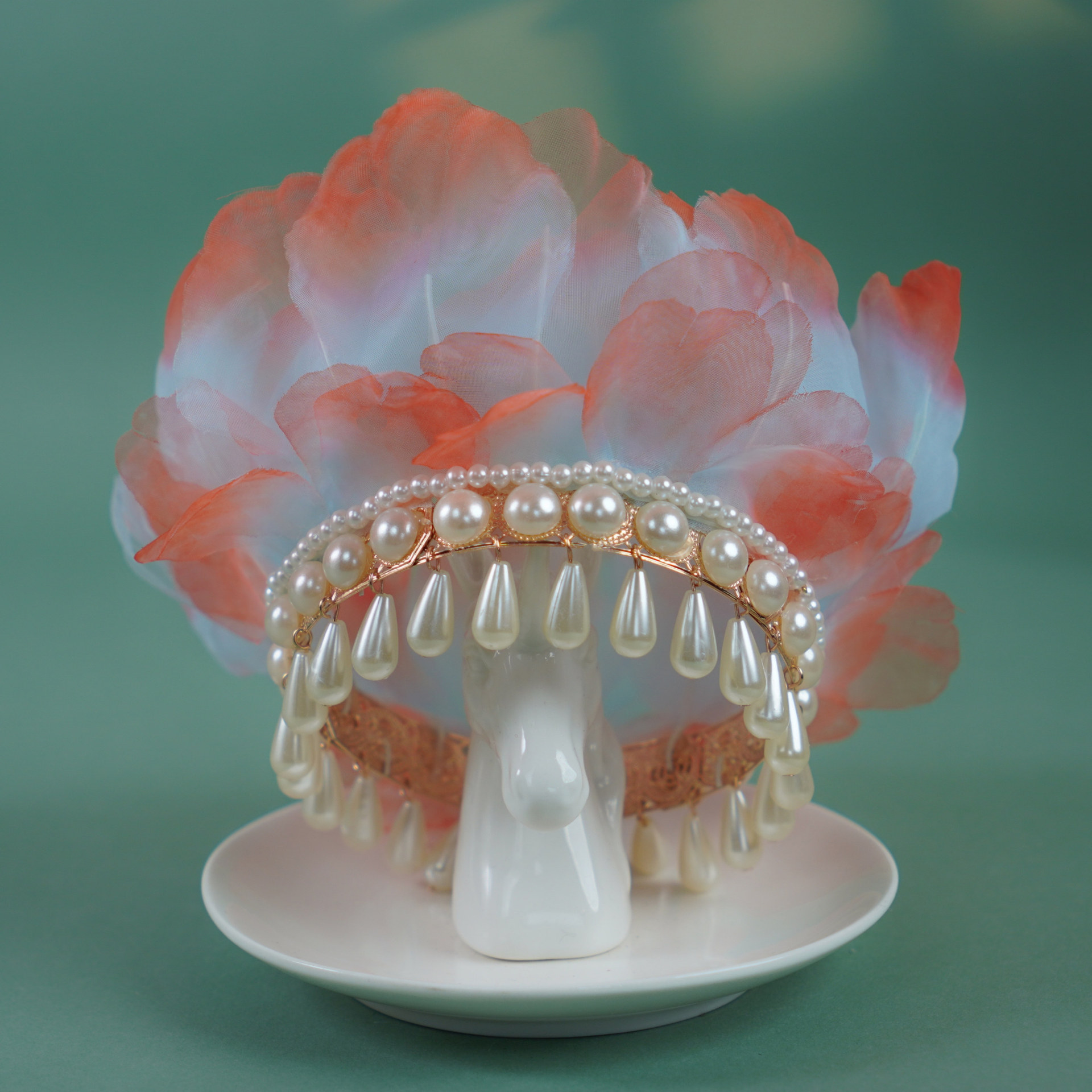 锦鲤烫花发冠手工古风汉服旗袍国风头饰发饰发夹发冠莲花冠-阿里巴巴