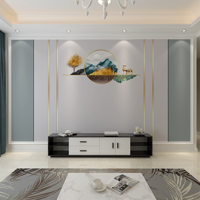 2023电视背景墙壁纸现代轻奢风线条客厅影视墙布沙发卧室墙纸壁画