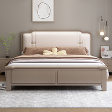床轻奢现代主卧1.8米简约1.35m储物床公主床女孩卧室实木床美式床
