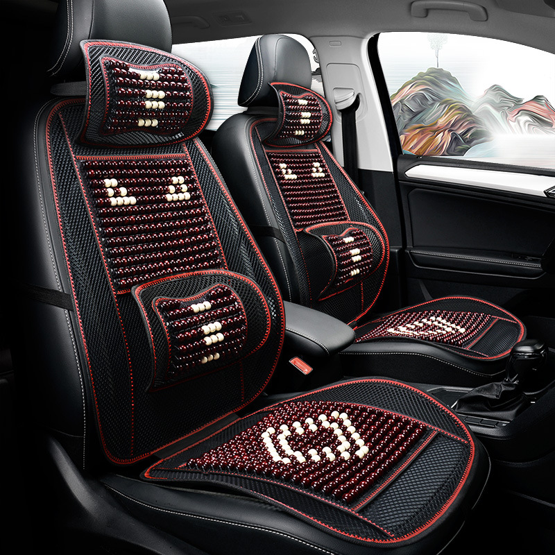 Car Cushion Cooling Mat for Summer Wooden Bead Breathable Cushion Waist Support Chair Cushion Five-Seat Full Car Summer Cartoon Breathable Mat