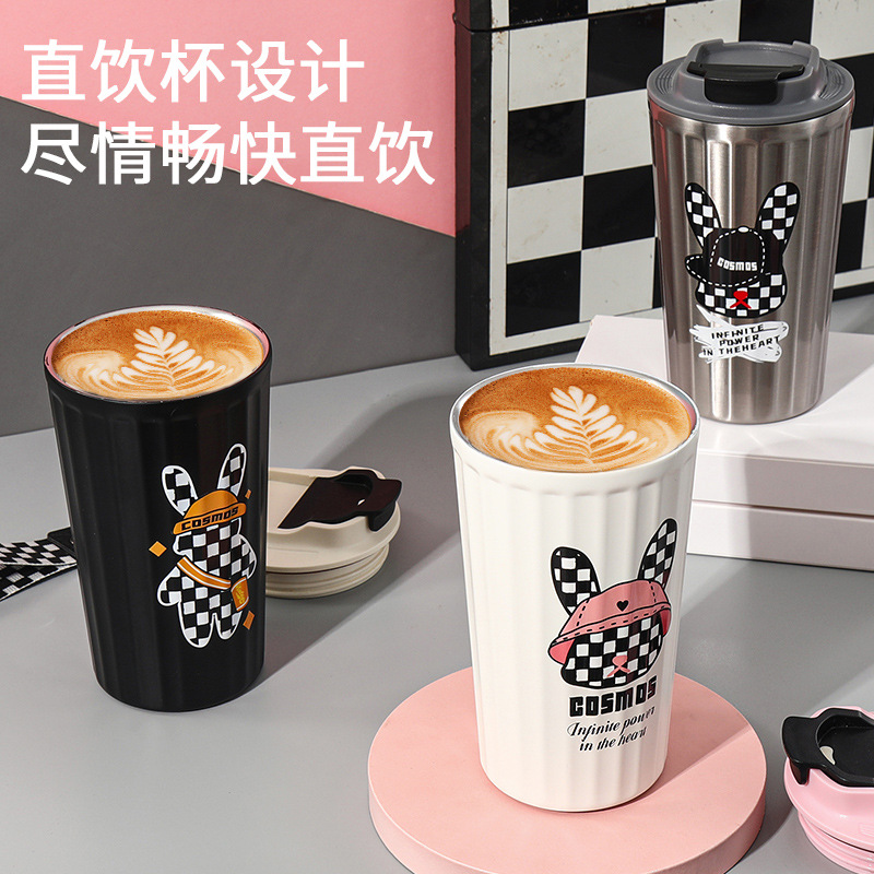 Fashion Trend 316 Stainless Steel Thermos Cup for Girls Good-looking Portable Coffee Cup Cute Cartoon Cup Wholesale