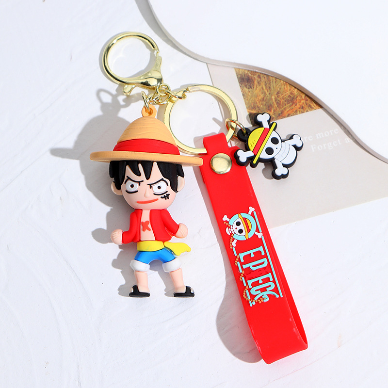Cartoon One Piece Series Silicone Doll Keychain Pendant Bag Car Luffy Zoro Doll Ornament Gifts