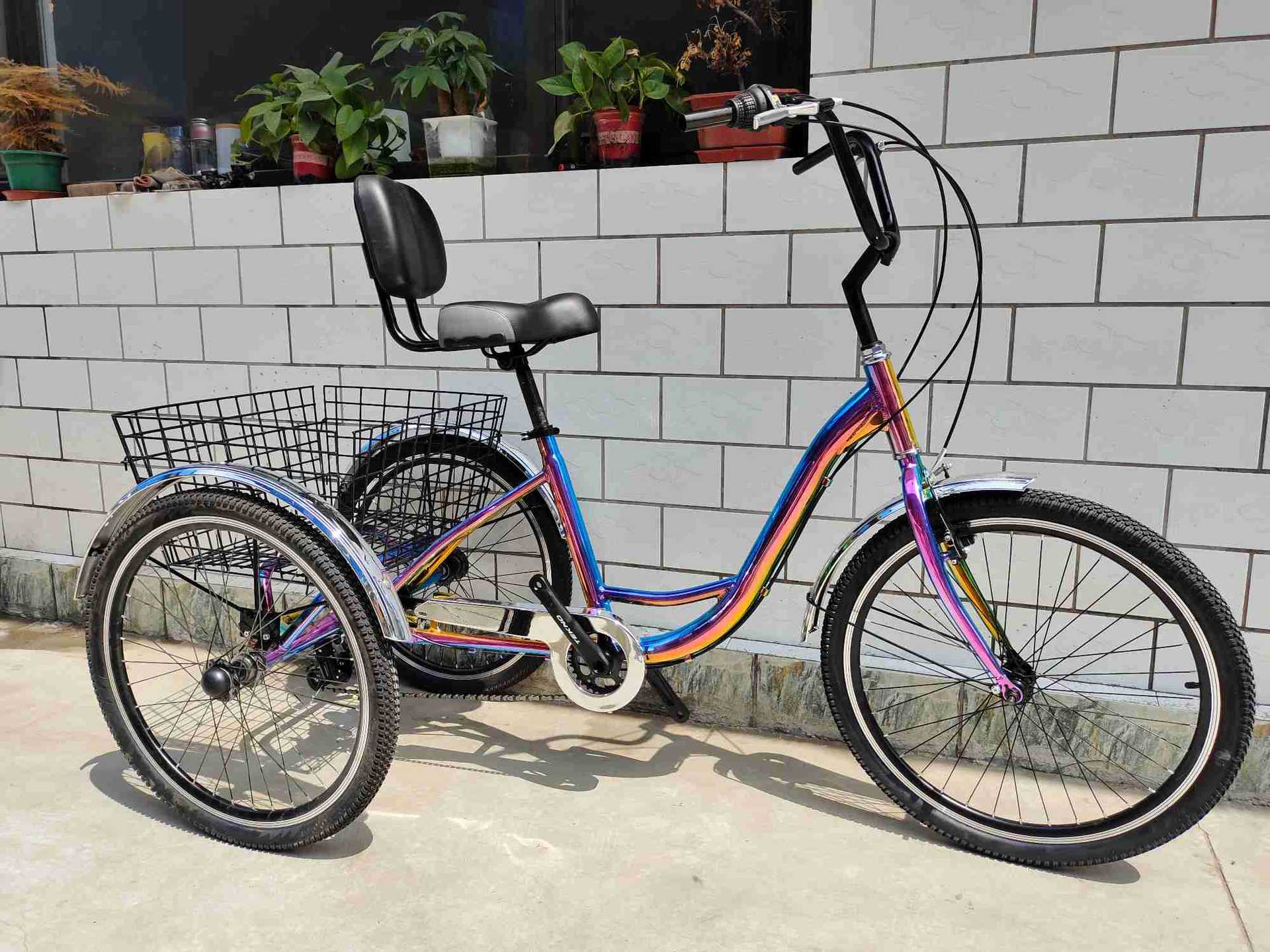 2021新款人力三轮车成人变速男女代步老人休闲车脚踏脚踩三轮车