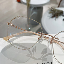 军达眼镜新款无框钻石切边眼镜纯钛眼镜框架素颜近视眼镜可配度数