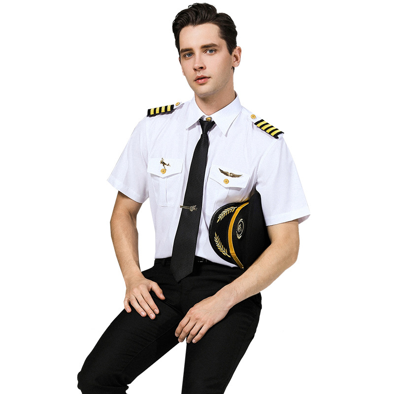 空少衬衫套装男机长制服飞行员衬衣机师夜店发型师酒店航空服装男