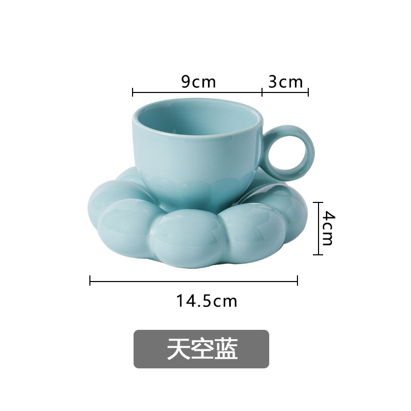 Cross-Border Supply Nordic Ins Macaron SUNFLOWER Coffee Cup Creative Ceramic Cup Dish Ice Cream Mark Cup