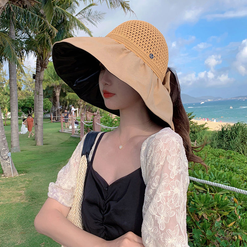 Vinyl Topless Hat Women's Summer New UV Protection Face Cover Sun Hat Big Brim Bucket Hat UV Sun Protection Hat