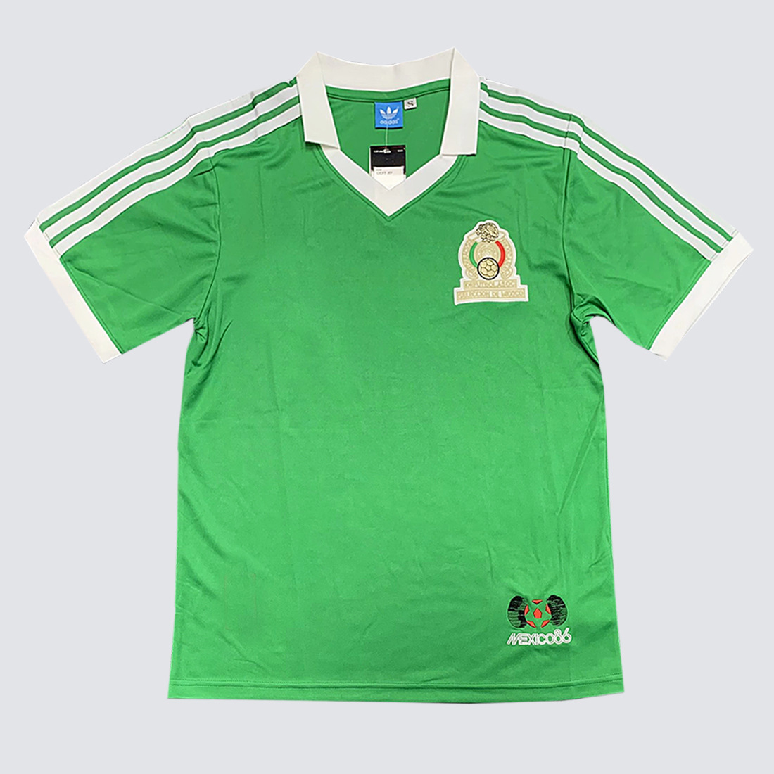 1986墨西哥主场复古球衣成人短袖绿色足球服上衣球衫