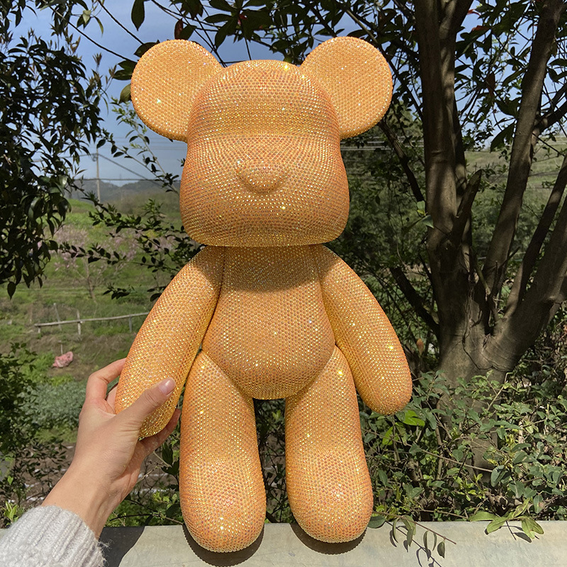 网红流体暴力熊贴钻石模型白胚手工diy材料包粘小熊公仔摆件玩具