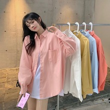 2022韩版潮春季衬衫女学生宽松外套设计感长袖百搭衬衣上衣女新款