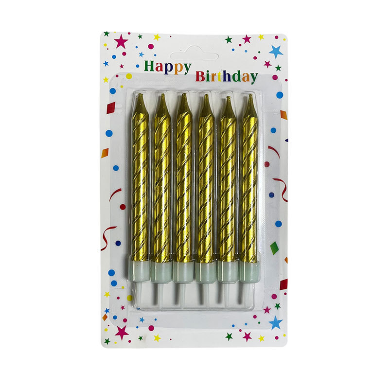 6 Gold Plated Birthday Candles Party Birthday Atmosphere Baking Decoration Children Thread Straight Rod Pencil Cake Candle