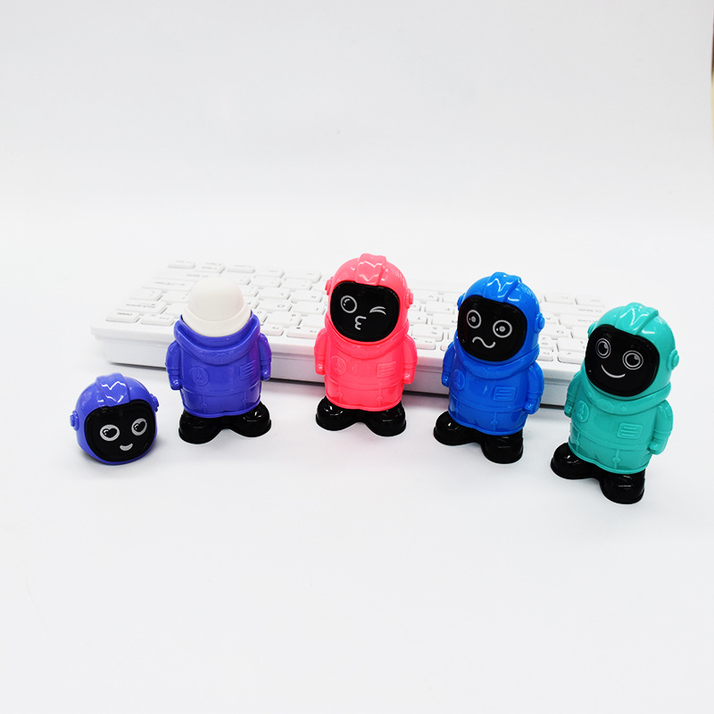 Two-in-One Pencil Sharpener Rubber Robot Modeling Student Stationery Labor-Saving Clean Color Child Eraser Wholesale