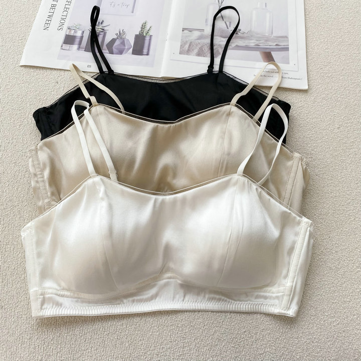 真丝缎面抹胸文胸! 薄款无钢圈桑蚕丝内衣19姆米奢-阿里巴巴