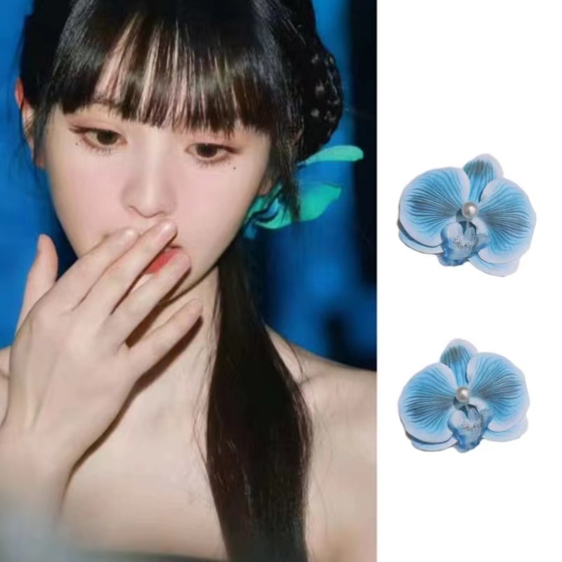 Yi Mengling Same Style Butterfly Orchid Hairpin Headdress Super Fairy Orchid Bangs Side Clip Broken Fir Hair Claw Headdress Female