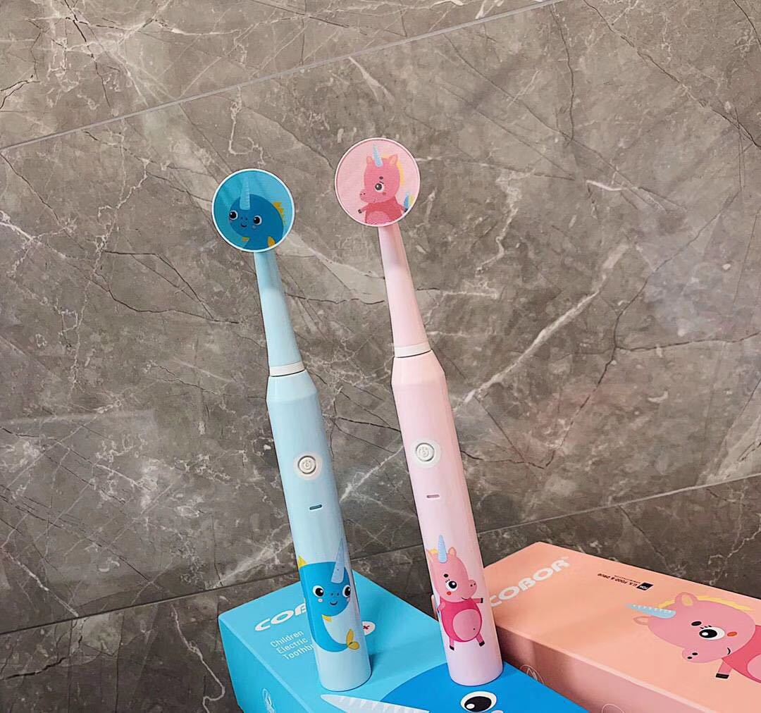 亚马逊电动牙刷cobor独角兽儿童牙刷 声波震动软毛充电牙刷