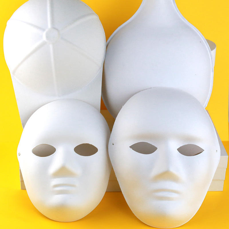 京剧面具脸谱diy手工制作手绘涂色白色儿童纸空白马勺纸浆绘画白