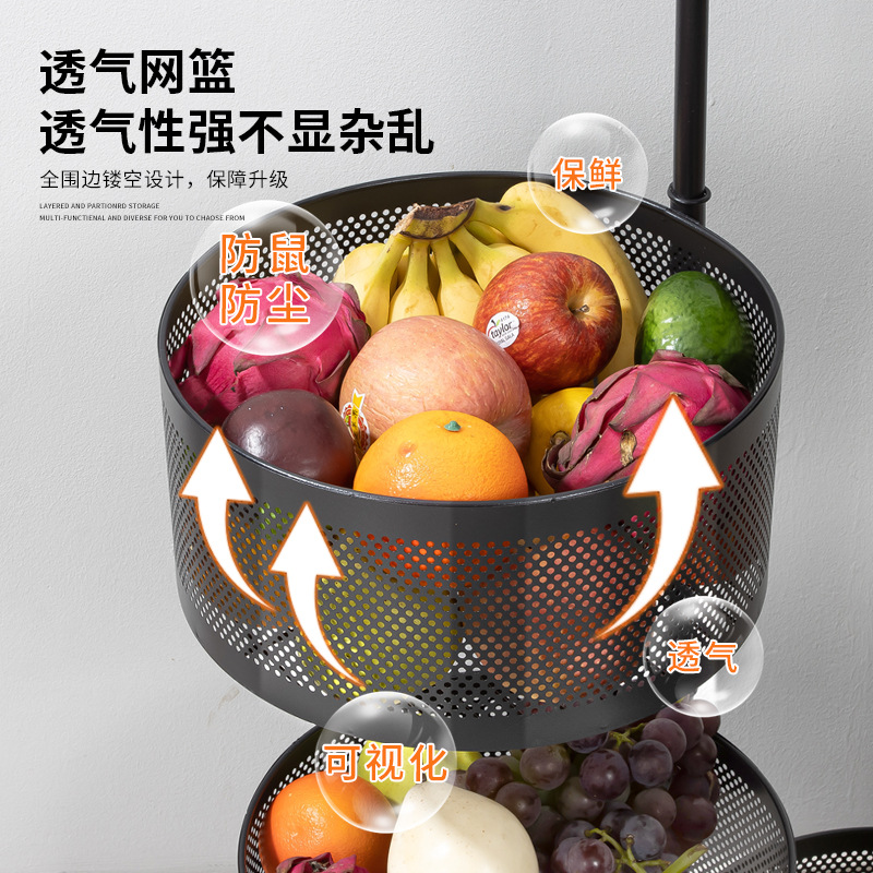 Rotating Vegetable Rack Kitchen Multi-Layer Multi-Functional-Old round Frame Storage Rack 0783