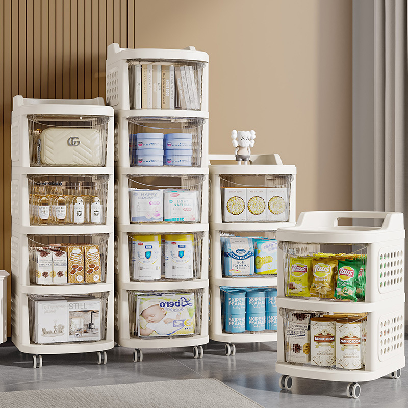 Installation-Free Trolley Multi-Layer Drawer Style Rack Storage Rack Snack Baby Products Removable Storage Cabinet