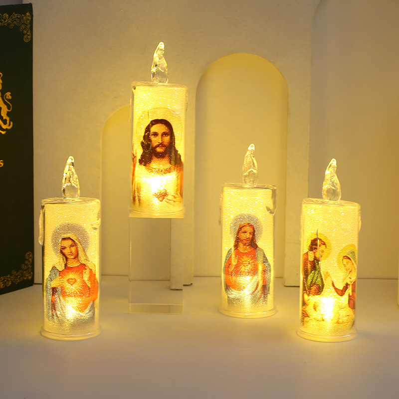 customizable cross-border led lamp icon map candle light church prayer smoke-free simulation candle light