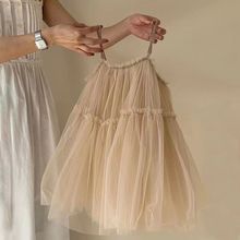 女童网红连衣裙夏季2023新款女宝宝洋气时髦设计感高级网纱吊带裙