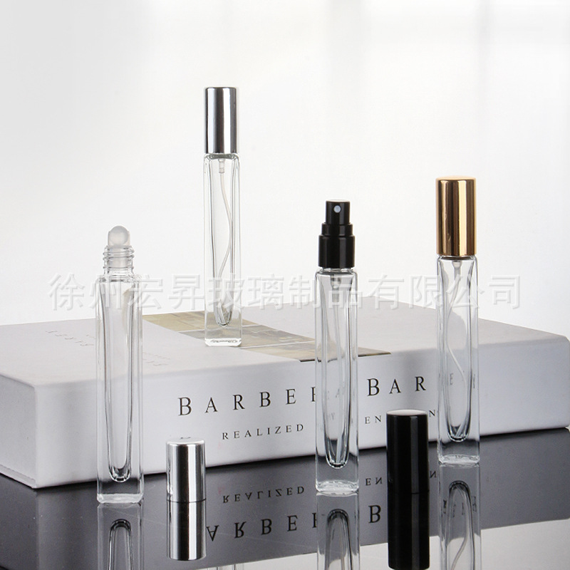 10ml Square Tube Bottle Transparent Glass Ball Bottle Portable Travel Press Spray Bottle Perfume Sub-Bottles Suit