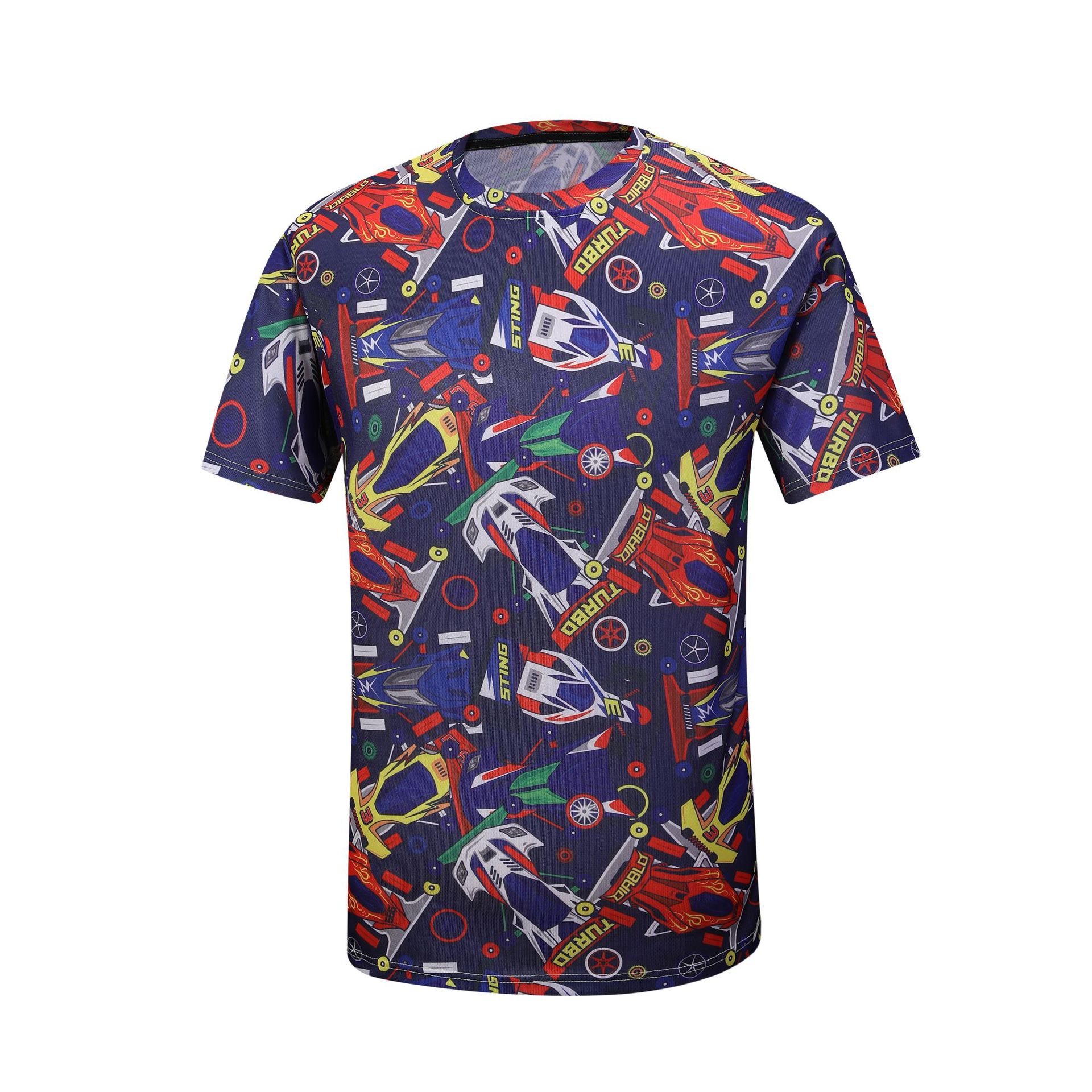 wish ebay新款 男士短袖t恤圆领炫酷汽车图案3d数码网布印花t恤