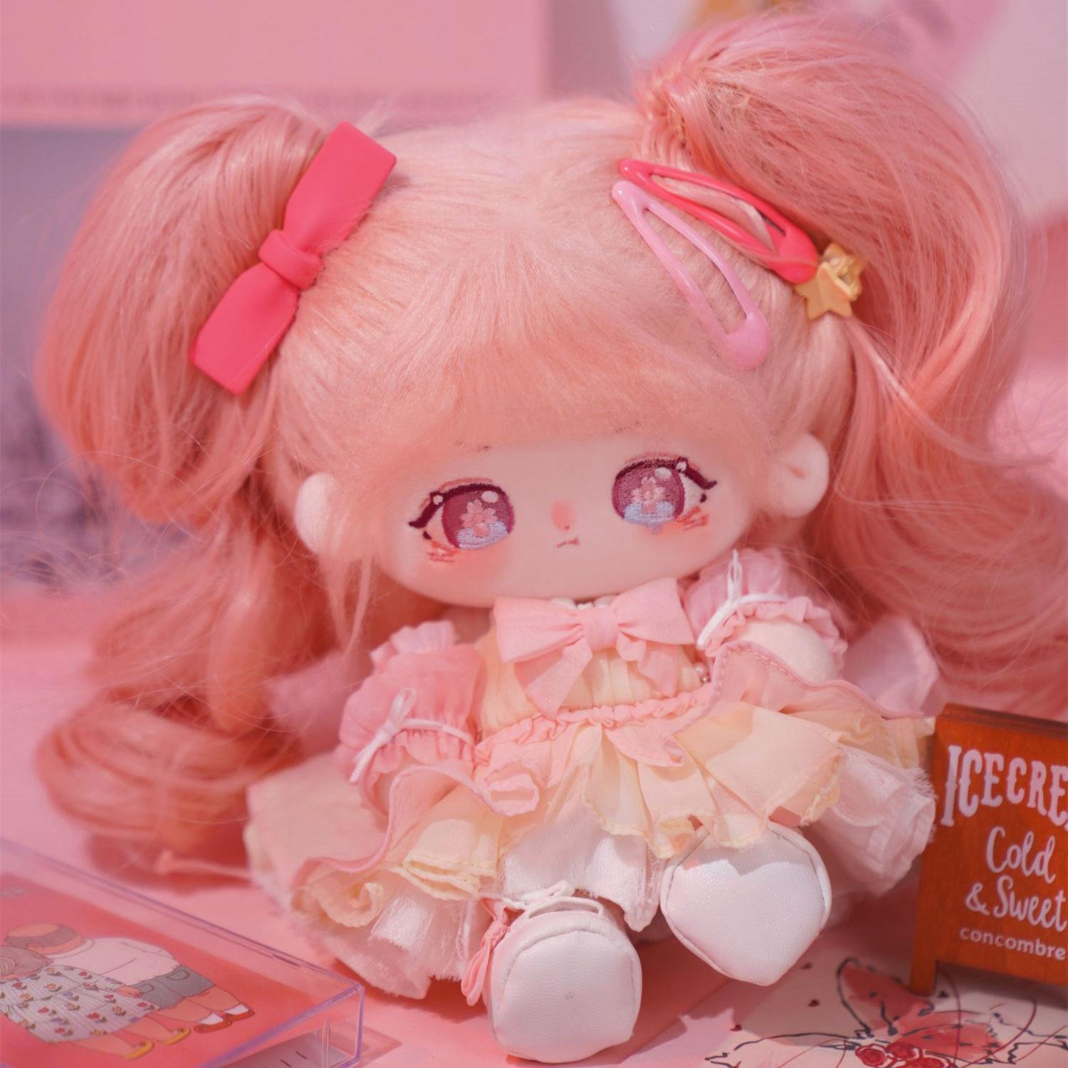 20cm棉花娃娃娃用假发马尾长发双马尾卷发人形公仔玩偶爪夹现货