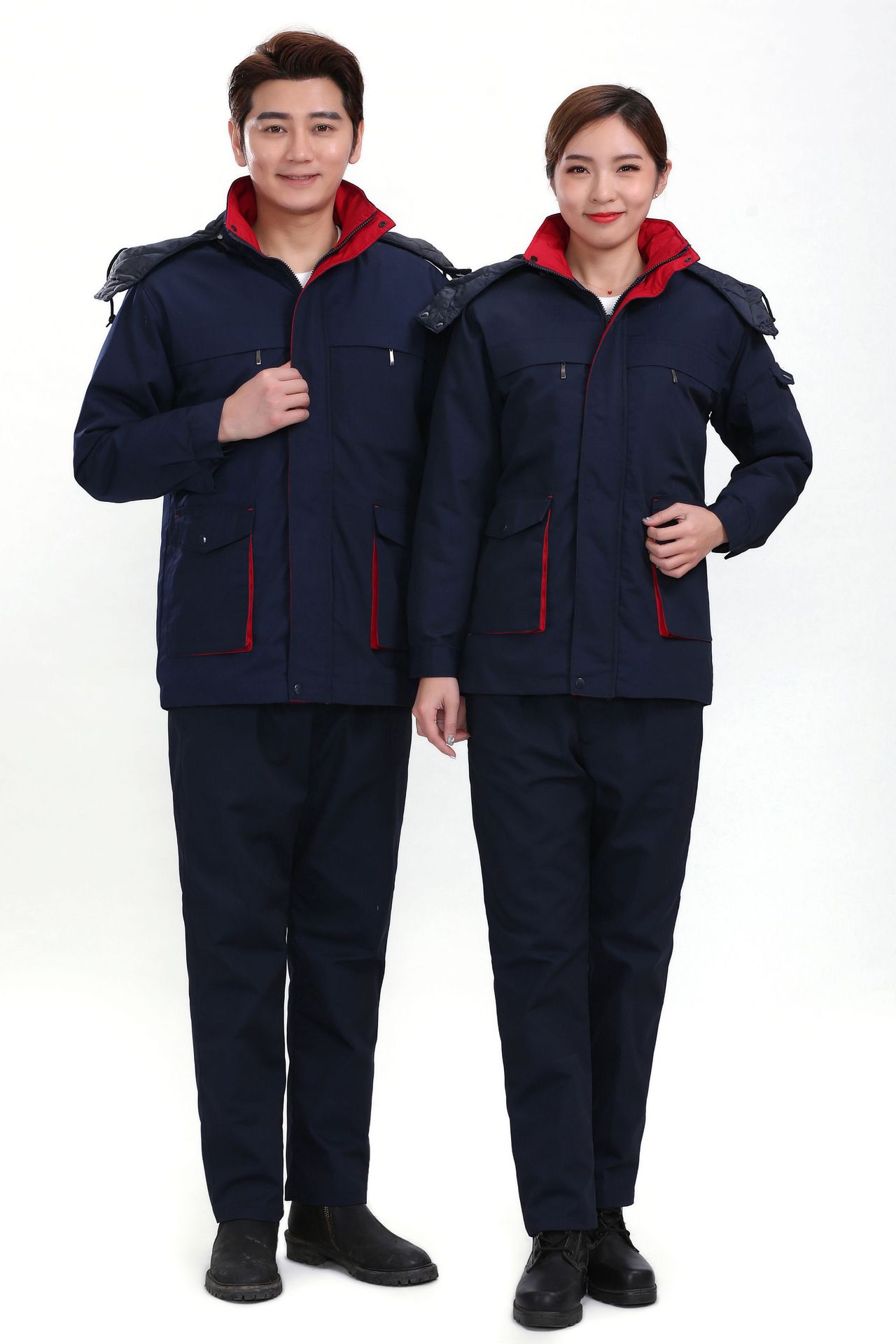 冬季防寒保暖棉服工作服 连帽子棉袄 反光条劳保服 棉衣外套加厚