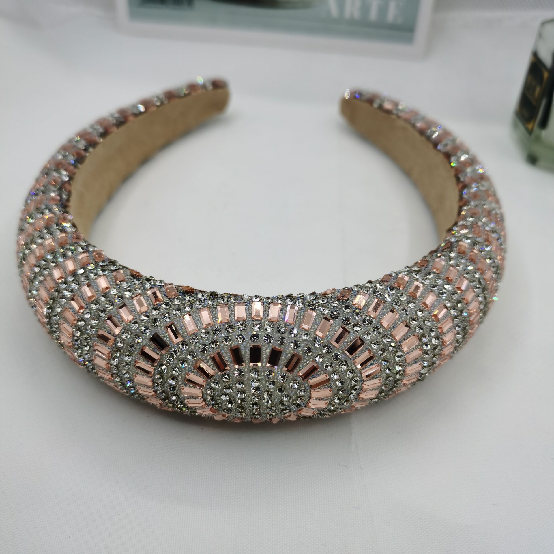 Cross-Border Factory Direct Purchase Hot Sale European and American Headdress Wide-Brimmed Thick Sponge Headband Baroque Rhinestone Korean Hair Hoop