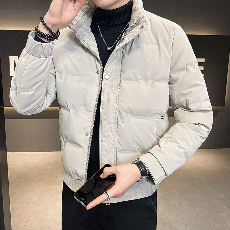 Down Jacket Men's Gray Duck down Men's 2023 New Winter Clothes Handsome Slim-Fitting Stand Collar Men's Coat Trendy Tops